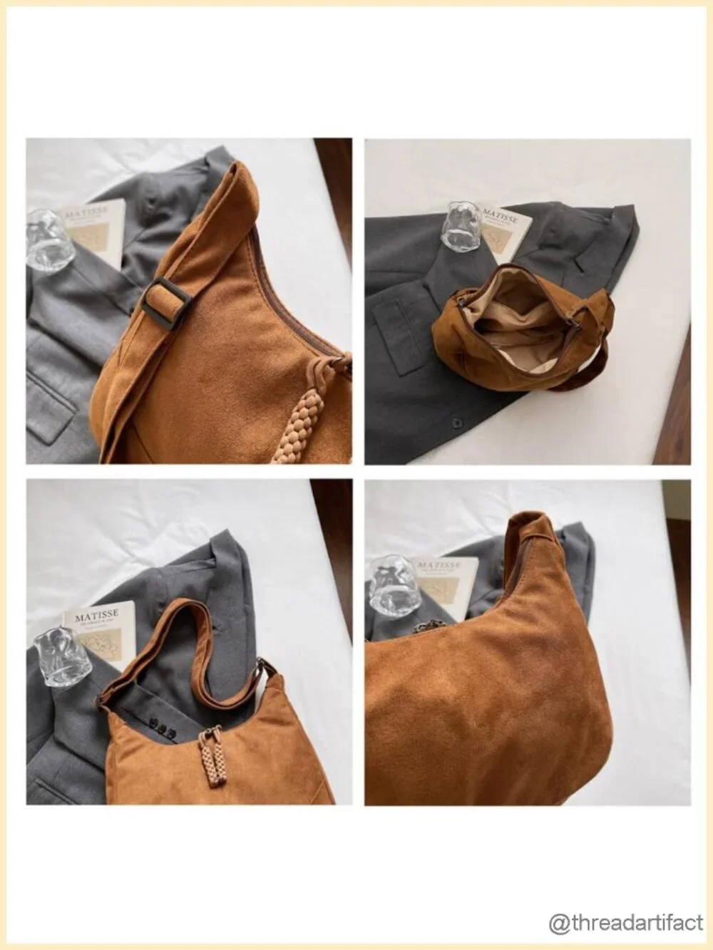 Ultra Soft Foldable Vegan Leather Crossbody Bag, Slouchy Hobo Handbag Tote